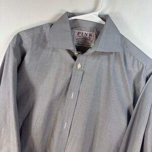 Thomas Pink Jermyn Street Grey End on End Cotton Dress Shirt French Cuff 15.5 33